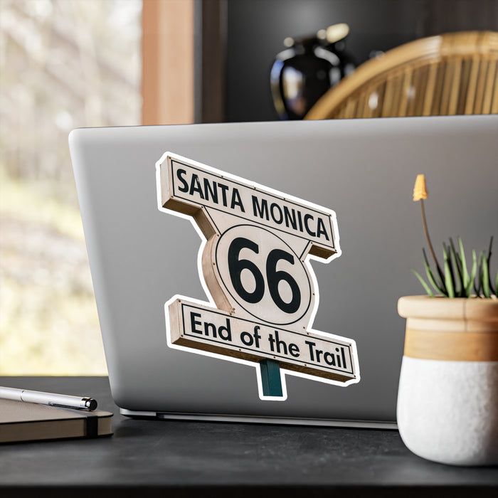Sticker Santa Monica End of the Trail Route 66 Travel Stickers, Laptop Decal, Vinyl Sticker, Vinyl Decal