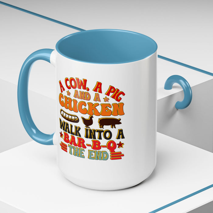Funny BBQ Grilling Coffee Mug, Pig Cow Duck, Novelty Tea Cup, Barbecue Lover Gift, Kitchen Decor