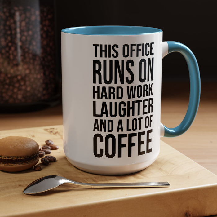 Office Coffee Mug, Runs on Coffee, Gift for him / her, Colleague Mug, Gift Idea for Office Workers, Office Mug, Colleague Gift Mug A0022-002 Accent Coffee Mug (11, 15oz)