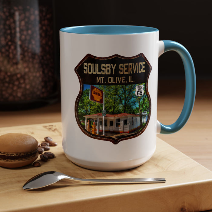 Mug Soulsby Service Station Route 66 Shield Illinois 11oz