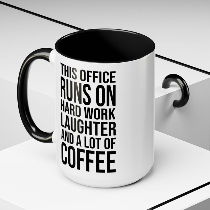 Office Coffee Mug, Runs on Coffee, Gift for him / her, Colleague Mug, Gift Idea for Office Workers, Office Mug, Colleague Gift Mug A0022-002 Accent Coffee Mug (11, 15oz)