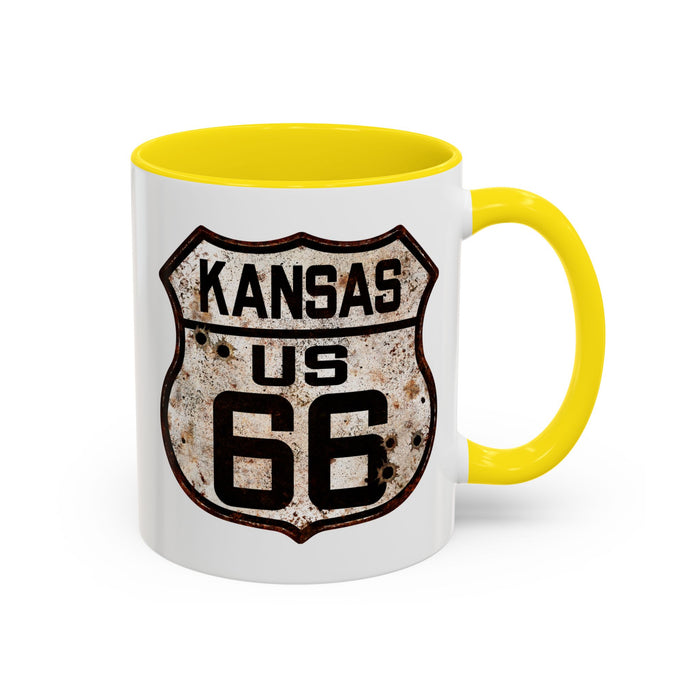 Mug Vintage Rusty Route 66 Highway Shield Kansas Route 66 Gift 11oz, 15oz