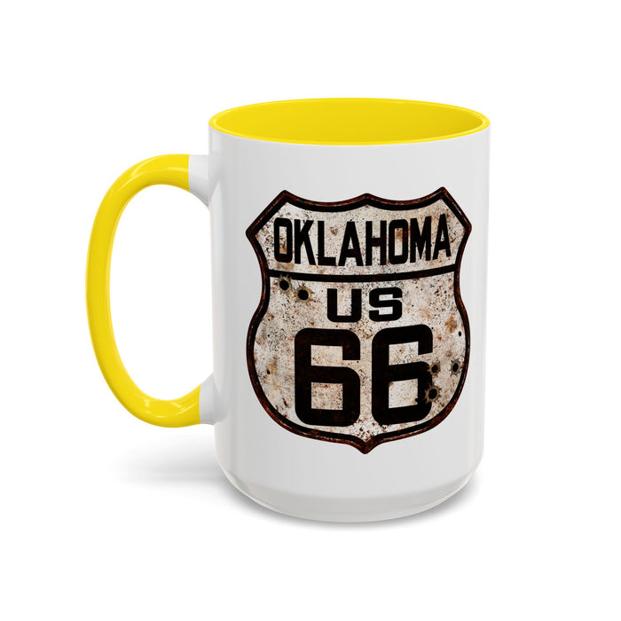 Mug Vintage Rusty Route 66 Highway Shield Oklahoma Route 66 Gift 11oz, 15oz