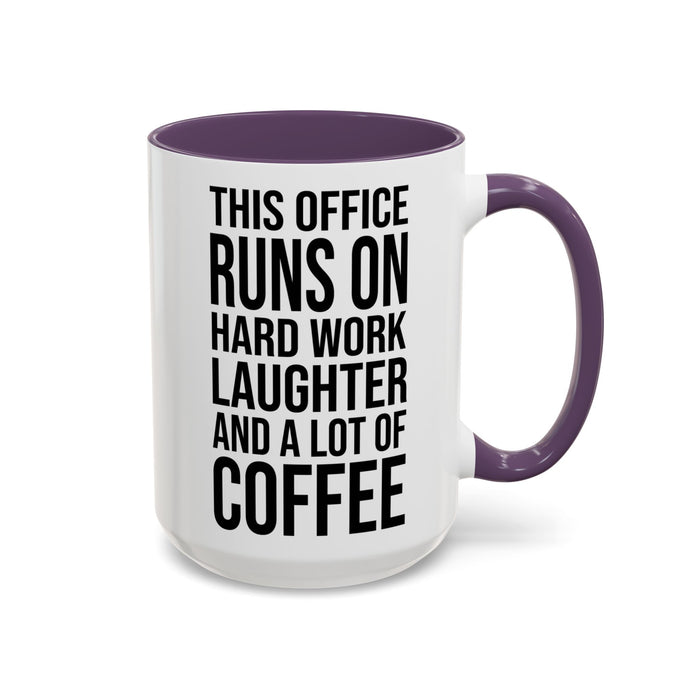 Office Coffee Mug, Runs on Coffee, Gift for him / her, Colleague Mug, Gift Idea for Office Workers, Office Mug, Colleague Gift Mug A0022-002 Accent Coffee Mug (11, 15oz)