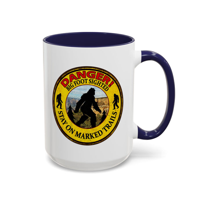 Big Foot Mug Danger Big Foot Sighted - Funny Yeti Gift Accent Coffee Mug (11, 15oz)