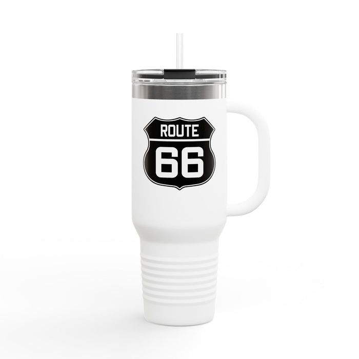 Route 66 Shield Insulated Travel Mug - Black and White Route 66 Shield Insulated Travel Mug, 40oz