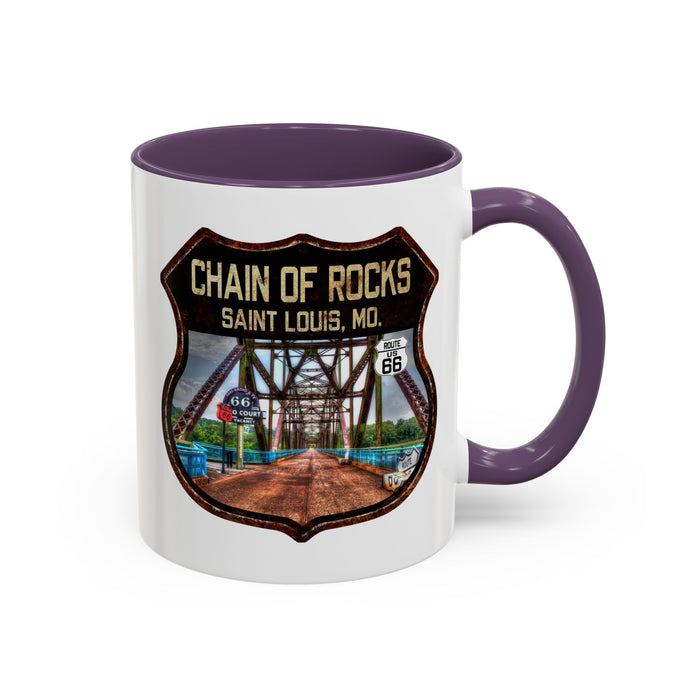 Mug Chain of Rocks Bridge Route 66 Shield Illinois 11oz