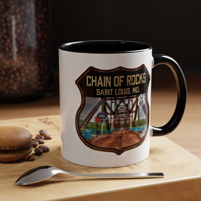 Mug Chain of Rocks Bridge Route 66 Shield Illinois 11oz