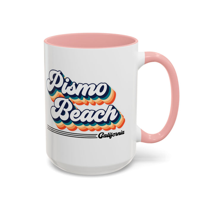 Coffee Mug, Pismo Beach Retro 80s Vibe Big Text, Tea Cup, Hot Chocolate Mug, Unique Gift for Beach Lovers, Birthday Gift for Coffee