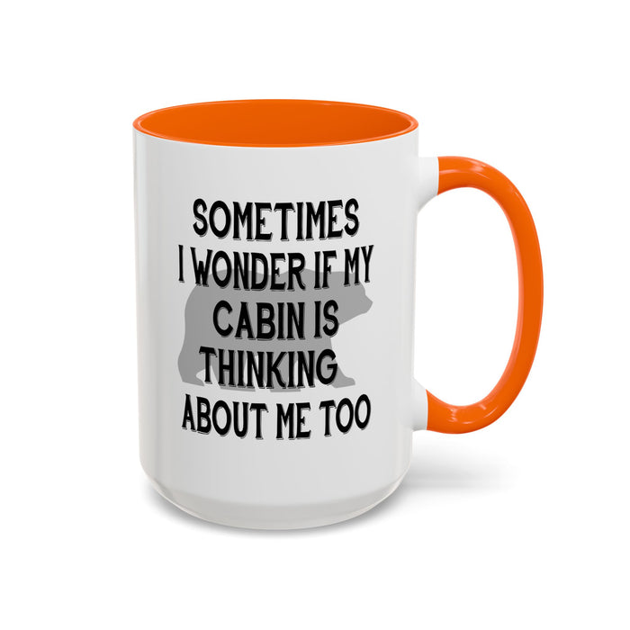Coffee Mug, Cabin Thinking About Me, Bear Gift, Funny Tea Cup, Novelty Drinkware, Cute Bear Mug, Country Bear Cabin Cup, Gift