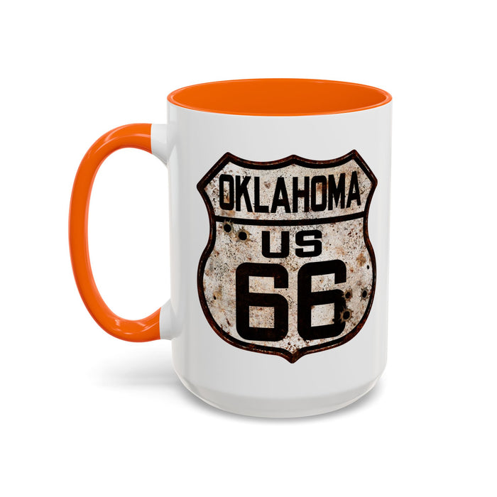 Mug Vintage Rusty Route 66 Highway Shield Oklahoma Route 66 Gift 11oz, 15oz