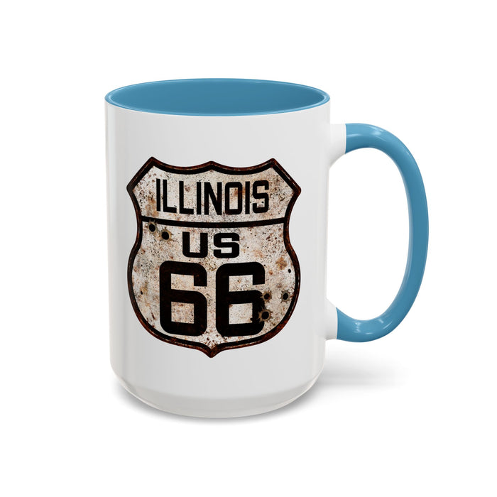 Mug Vintage Rusty Route 66 Highway Shield Illinois Route 66 Gift 11oz, 15oz
