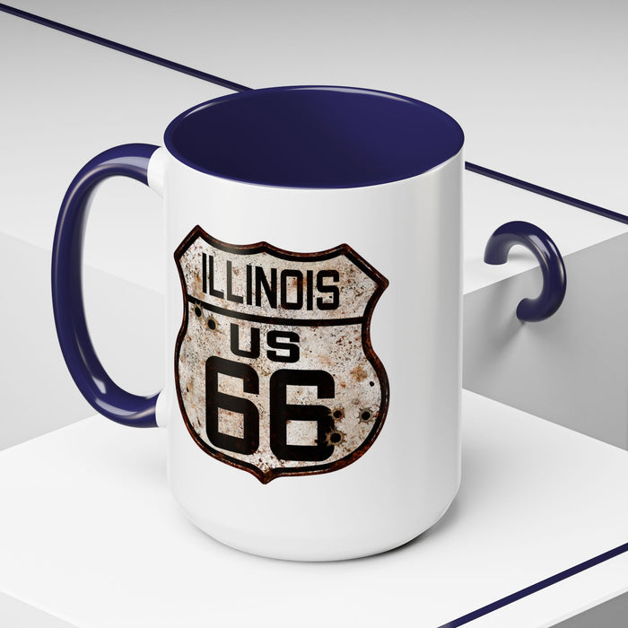 Mug Vintage Rusty Route 66 Highway Shield Illinois Route 66 Gift 11oz, 15oz