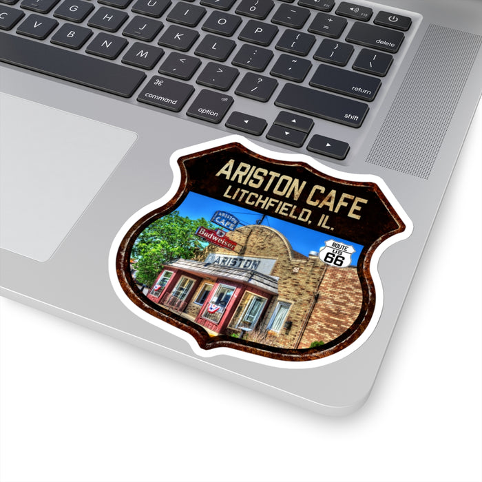 Sticker Ariston Cafe Litchfield Route 66 Shield Illinois Kiss-Cut Stickers