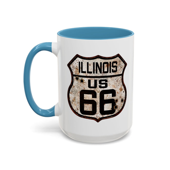 Mug Vintage Rusty Route 66 Highway Shield Illinois Route 66 Gift 11oz, 15oz