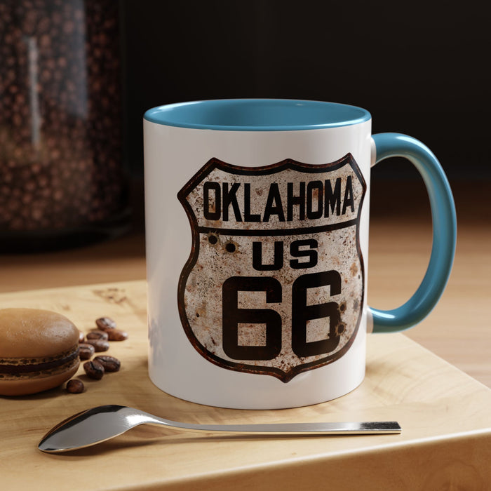Mug Vintage Rusty Route 66 Highway Shield Oklahoma Route 66 Gift 11oz, 15oz