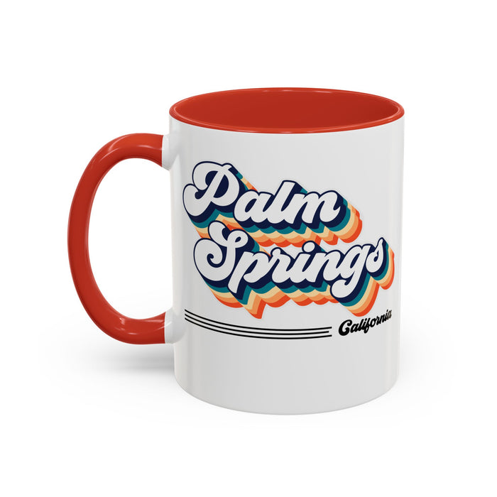 Coffee Mug, Palm Springs Retro 80s Vibe Big Text, Tea Cup, Hot Chocolate Mug, Unique Gift for Palm Spring Lovers, Birthday Gift for Coffee