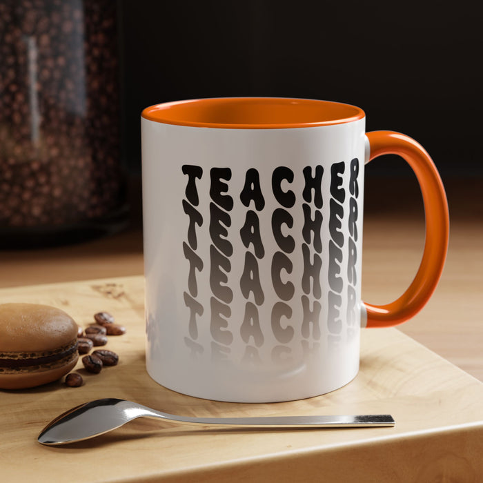 Mug -Teacher in Wavy Black Gradient Text, Gift for Teachers