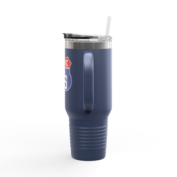 Route 66 Shield Insulated Travel Mug - Patriotic Red White Blue Decor Insulated Travel Mug, 40oz