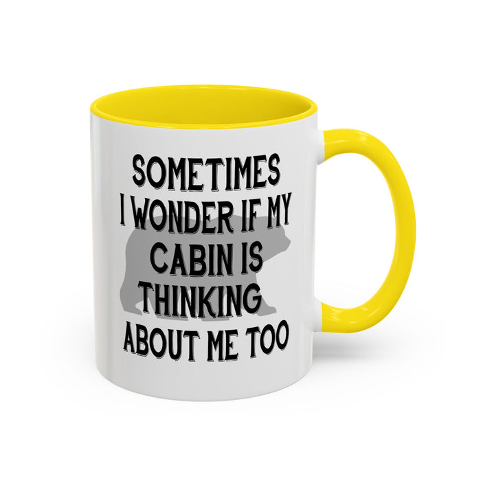 Coffee Mug, Cabin Thinking About Me, Bear Gift, Funny Tea Cup, Novelty Drinkware, Cute Bear Mug, Country Bear Cabin Cup, Gift