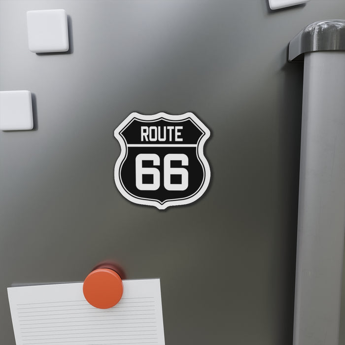 Die-Cut Magnet - Black and White Route 66 Shield