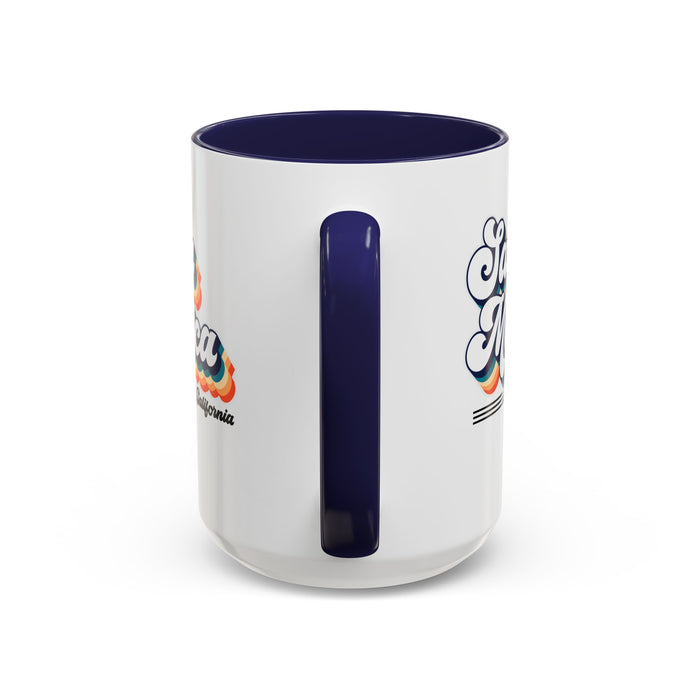 Coffee Mug, Santa Monica Retro 80s Vibe Big Text, Tea Cup, Hot Chocolate Mug, Unique Gift for Beach Lovers, Birthday Gift for Coffee