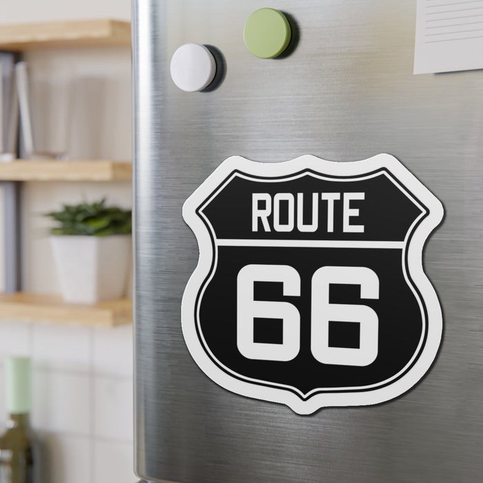 Die-Cut Magnet - Black and White Route 66 Shield