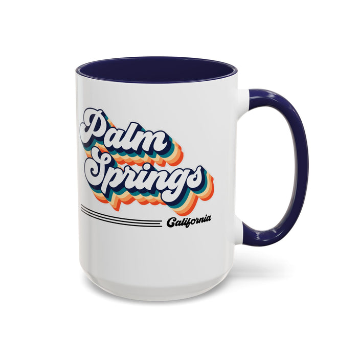 Coffee Mug, Palm Springs Retro 80s Vibe Big Text, Tea Cup, Hot Chocolate Mug, Unique Gift for Palm Spring Lovers, Birthday Gift for Coffee