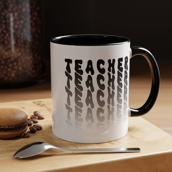 Mug -Teacher in Wavy Black Gradient Text, Gift for Teachers