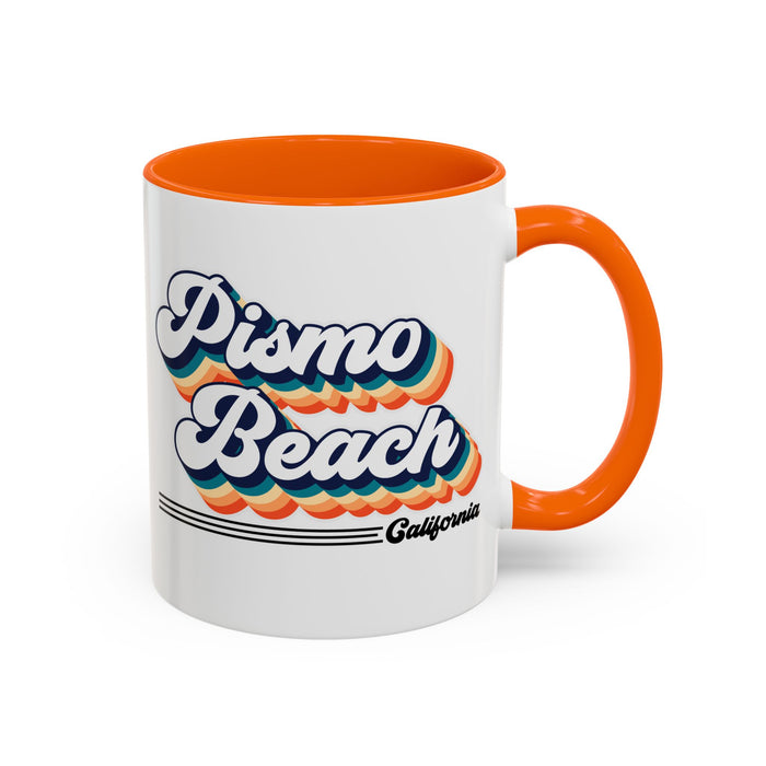 Coffee Mug, Pismo Beach Retro 80s Vibe Big Text, Tea Cup, Hot Chocolate Mug, Unique Gift for Beach Lovers, Birthday Gift for Coffee