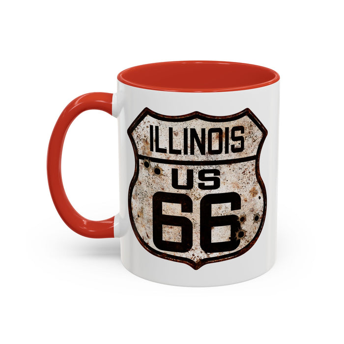 Mug Vintage Rusty Route 66 Highway Shield Illinois Route 66 Gift 11oz, 15oz