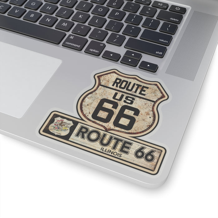 Vintage Illinois Route 66 Shield Sticker - Travel Souvenir Kiss-Cut Stickers
