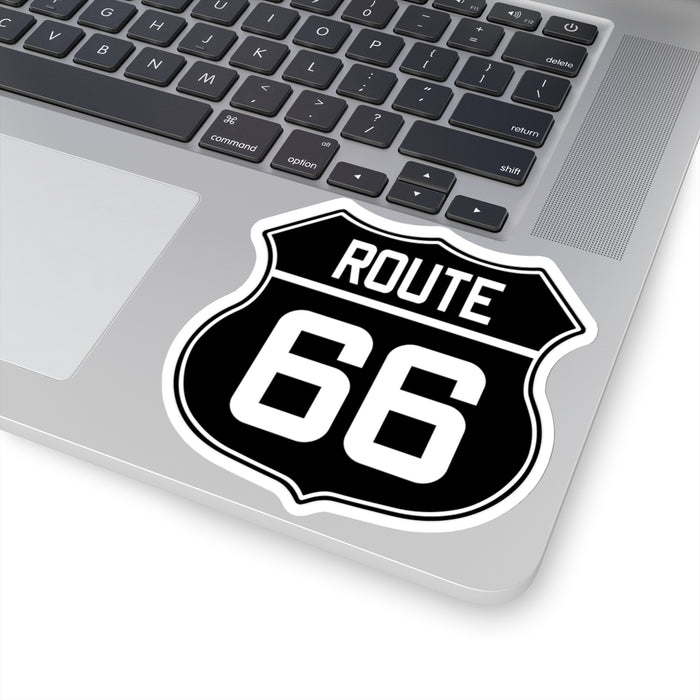 Black and White Route 66 Shield Kiss-Cut Stickers