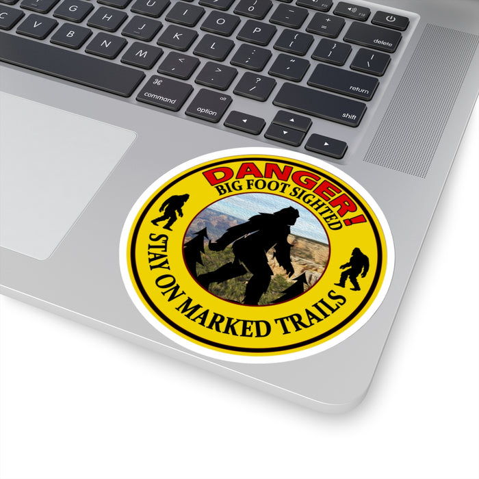 Quirky Big Foot Decal - Caution: Big Foot Spotted in the Area Kiss-Cut Stickers