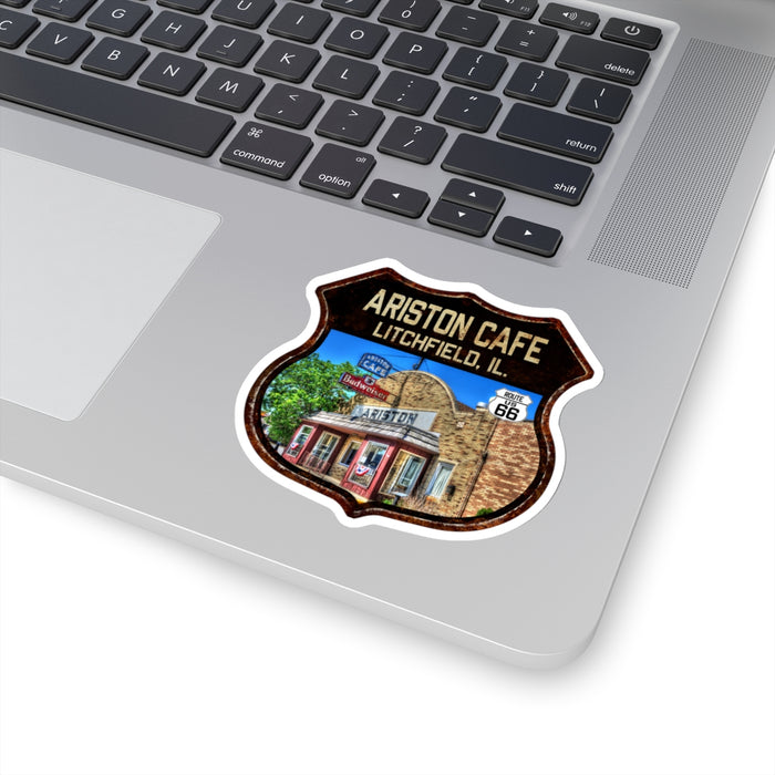 Sticker Ariston Cafe Litchfield Route 66 Shield Illinois Kiss-Cut Stickers