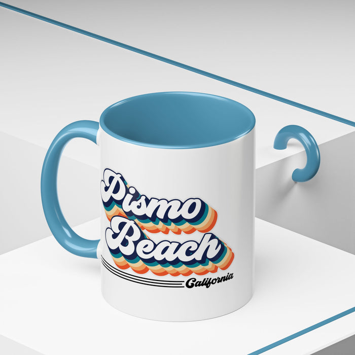 Coffee Mug, Pismo Beach Retro 80s Vibe Big Text, Tea Cup, Hot Chocolate Mug, Unique Gift for Beach Lovers, Birthday Gift for Coffee