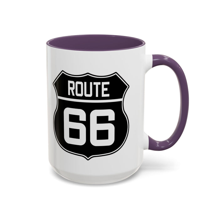 Coffee Mug Black and White Route 66 Highway Shield Design