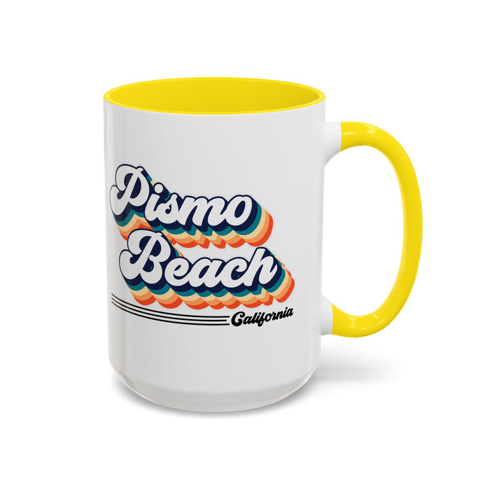 Coffee Mug, Pismo Beach Retro 80s Vibe Big Text, Tea Cup, Hot Chocolate Mug, Unique Gift for Beach Lovers, Birthday Gift for Coffee