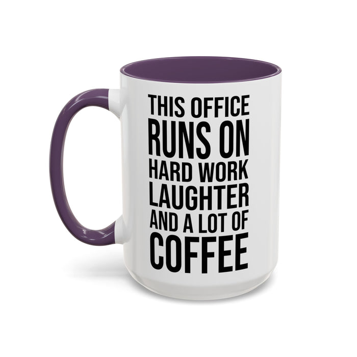 Office Coffee Mug, Runs on Coffee, Gift for him / her, Colleague Mug, Gift Idea for Office Workers, Office Mug, Colleague Gift Mug A0022-002 Accent Coffee Mug (11, 15oz)