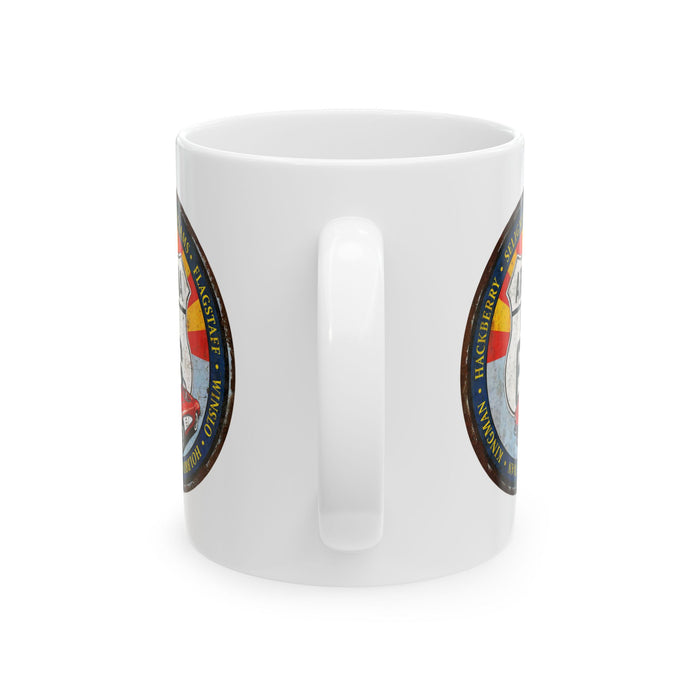 Retro Arizona Route 66 Sign Coffee Mug - Vintage Round Style Ceramic Mug, (11oz, 15oz)