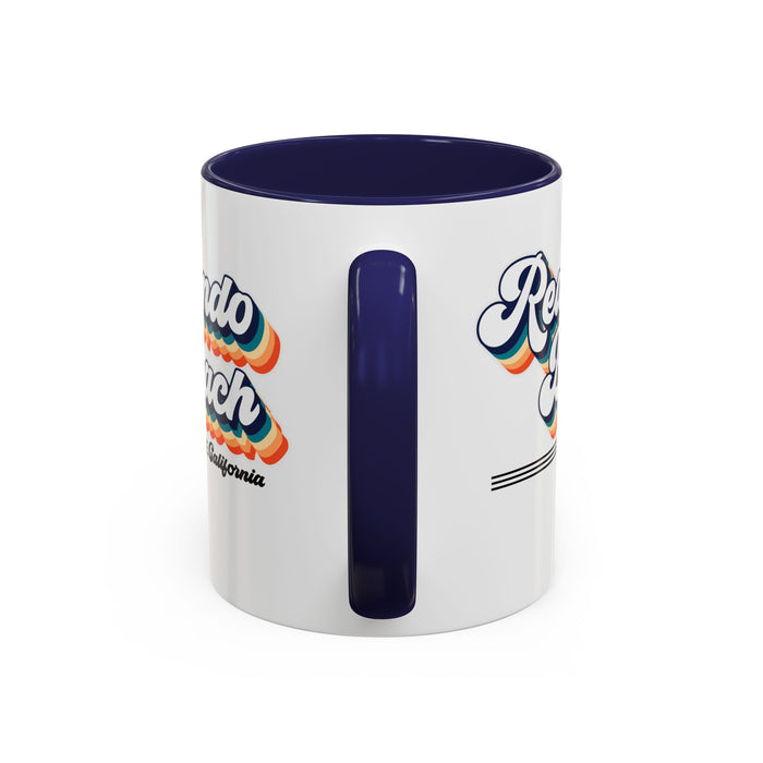 Coffee Mug, Redondo Beach Retro 80s Vibe Big Text, Tea Cup, Hot Chocolate Mug, Unique Gift for Beach Lovers, Birthday Gift for Coffee