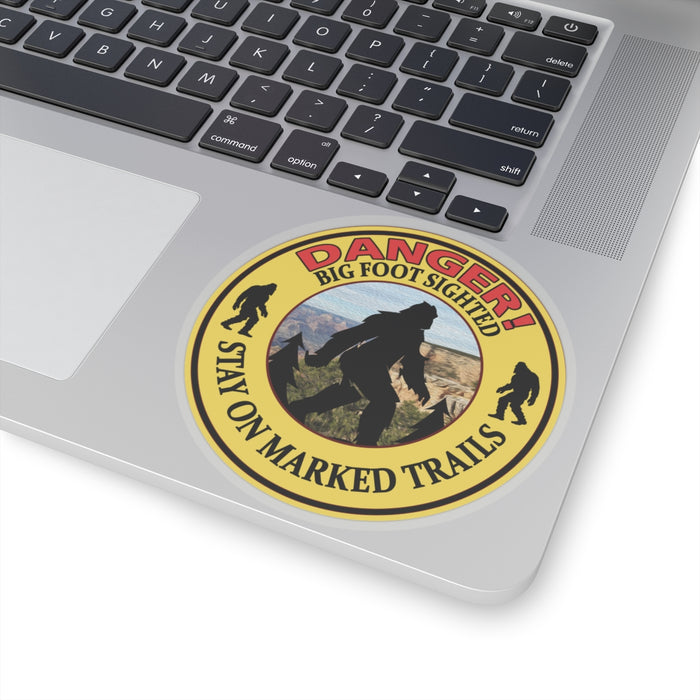 Quirky Big Foot Decal - Caution: Big Foot Spotted in the Area Kiss-Cut Stickers