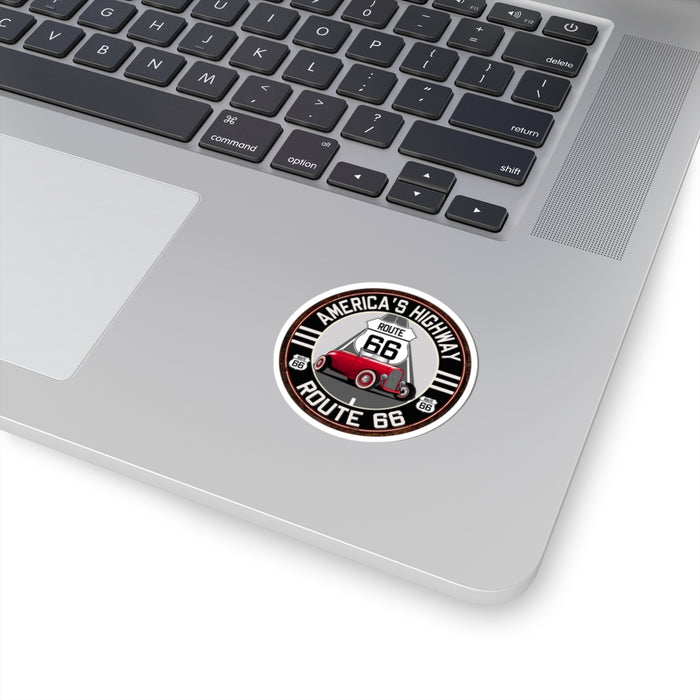 Sticker Vintage America's Highway Route 66 Round Kiss-Cut Stickers