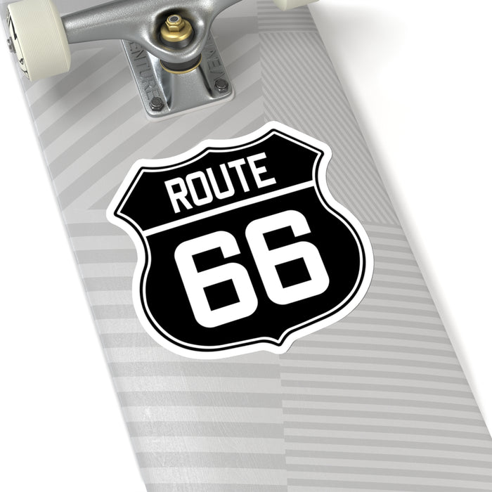 Black and White Route 66 Shield Kiss-Cut Stickers