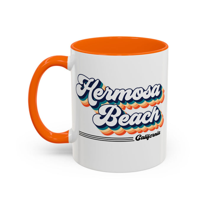 Coffee Mug, Hermosa Beach Retro 80s Vibe Big Text, Tea Cup, Hot Chocolate Mug, Unique Gift for Beach Lovers, Birthday Gift for Coffee