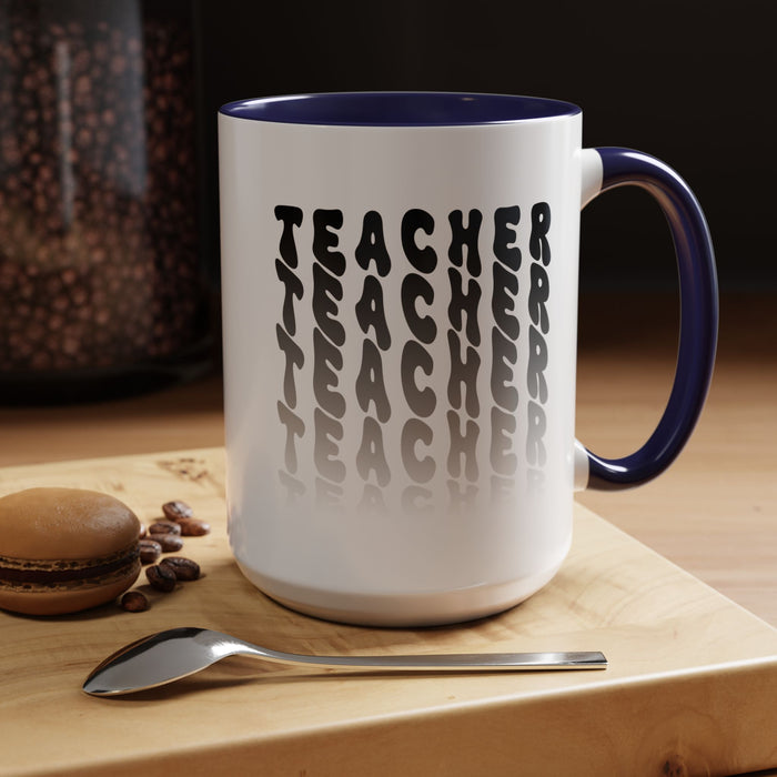 Mug -Teacher in Wavy Black Gradient Text, Gift for Teachers