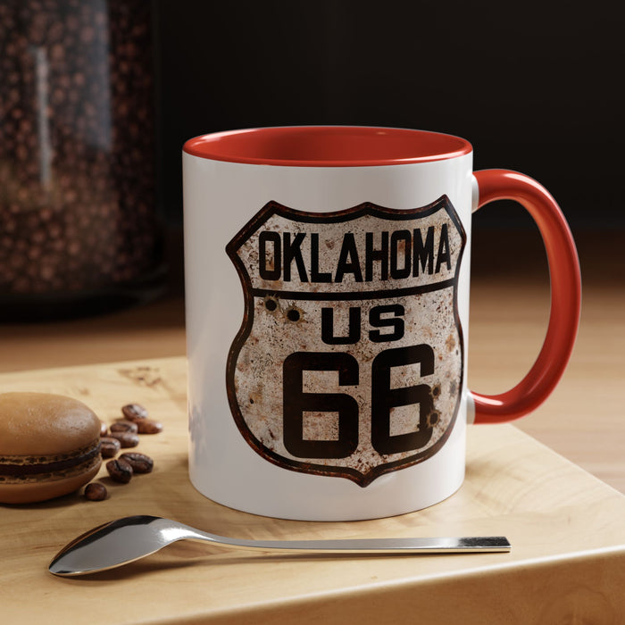 Mug Vintage Rusty Route 66 Highway Shield Oklahoma Route 66 Gift 11oz, 15oz