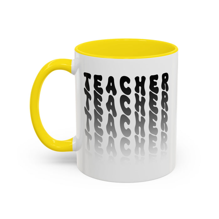Mug -Teacher in Wavy Black Gradient Text, Gift for Teachers