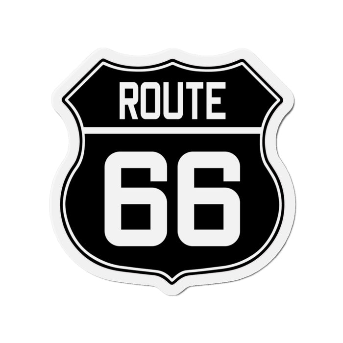 Die-Cut Magnet - Black and White Route 66 Shield