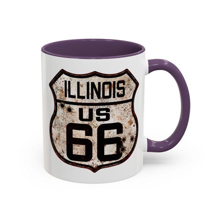 Mug Vintage Rusty Route 66 Highway Shield Illinois Route 66 Gift 11oz, 15oz